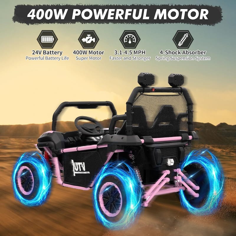 24V Kids Electric Car, 2-Seater UTV Off-Road