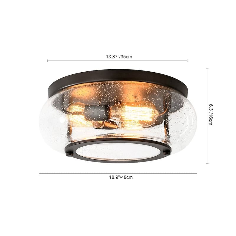Oil Rubbed Bronze 3-Light Round Glass Flush Mount Ceiling Light