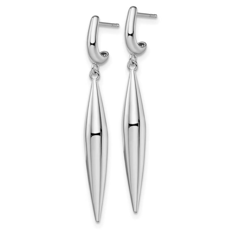 Curata 14k White Gold Polished Leverback Earrings - 41.6x4.8mm Wide Jewelry Gifts for Women