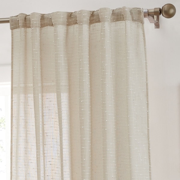 slide 2 of 49, HLC.ME Emily Faux Linen Semi Sheer Transparent Rod Pocket Back Tab Lightweight Window Curtains Wide Panels, Pair 54 W x 96 L - Beige