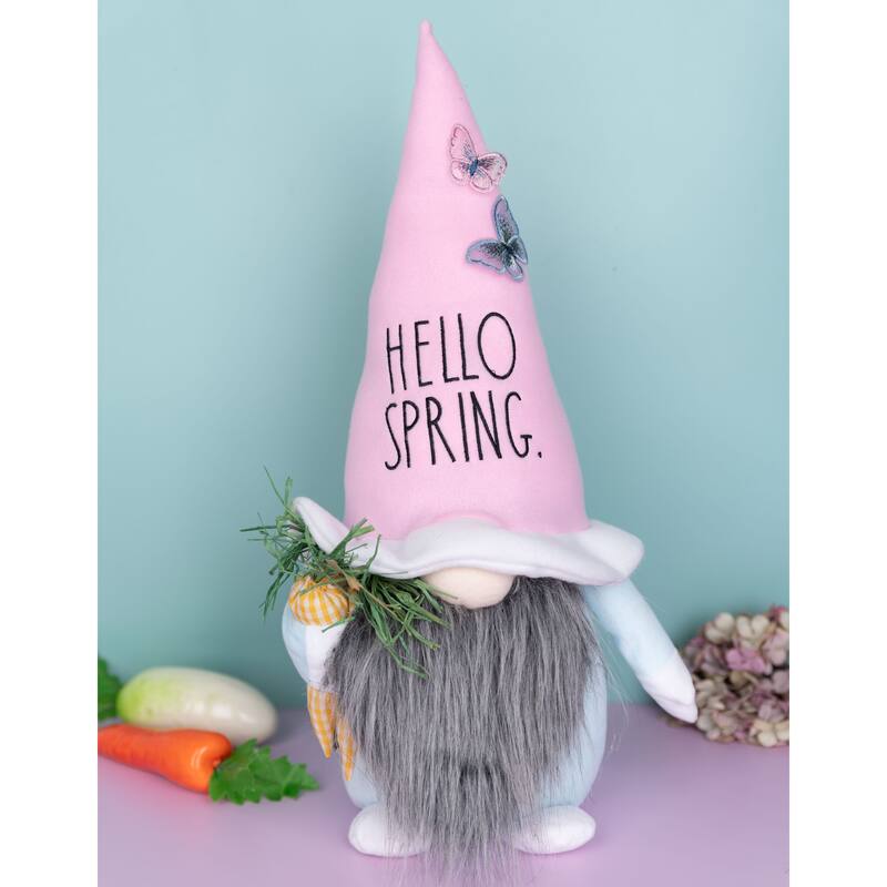 Rae Dunn Plush Garden Gnome - N/A - HAPPY SPRING w/BUTTERFLIES