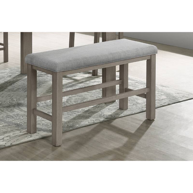 Farmhouse Style 1pc Tan / Beige Gray Color Counter Height Bench Footrest Upholstered Seat Wooden Furniture