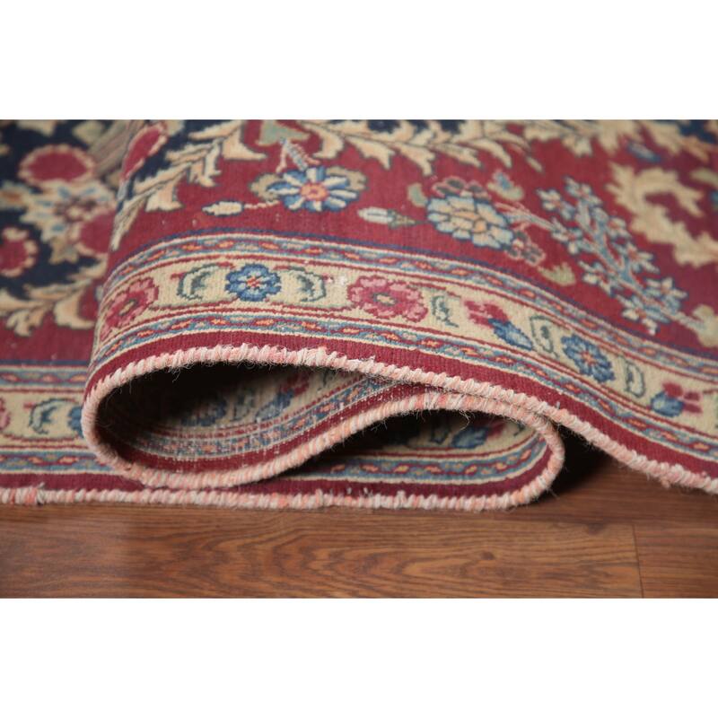 Hand Knotted Oriental 100% Wool Carpet Traditional Floral Pink Kerman Area Rug - 9' 8'' X 6' 8''