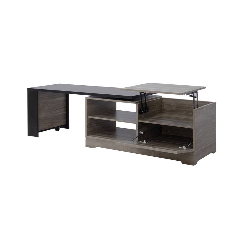 Farmhouse Lift Top Coffee Table with Barn Doors & Hidden Storage