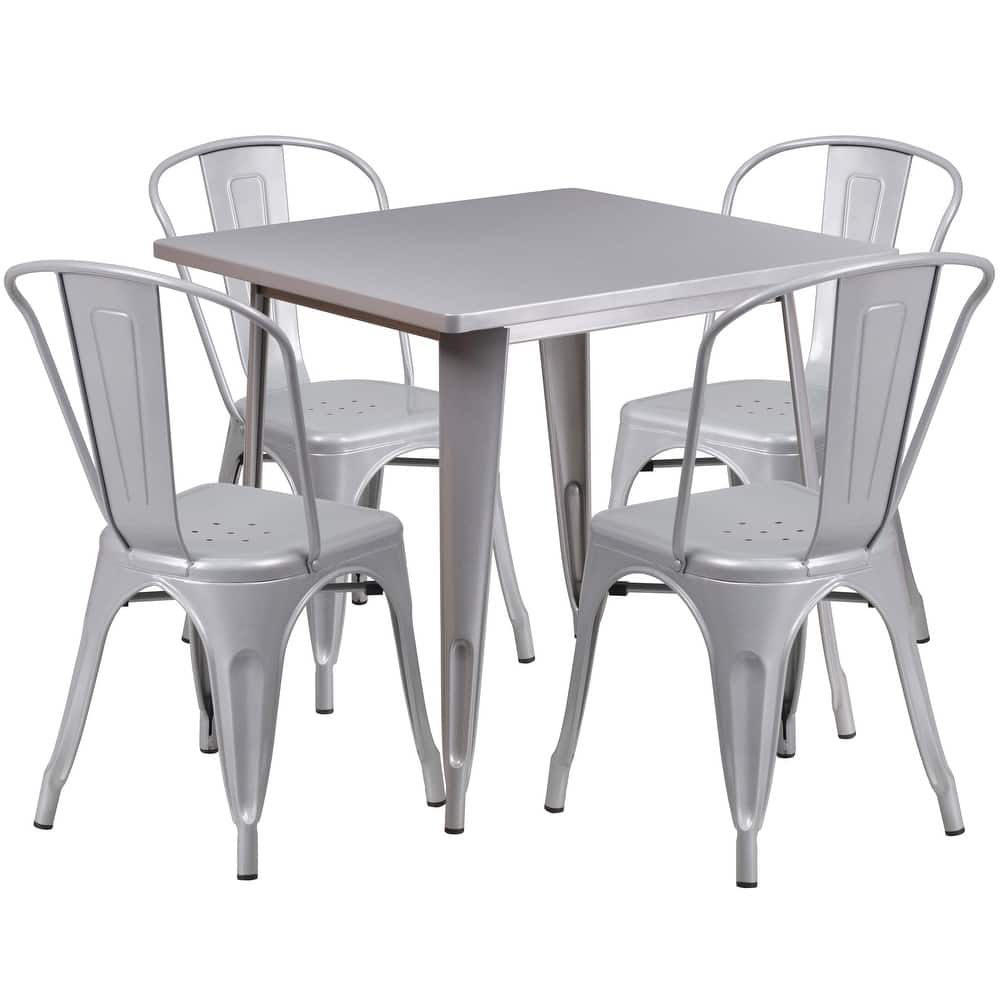 Steel Square Indoor/ Outdoor 5-piece Dining Set