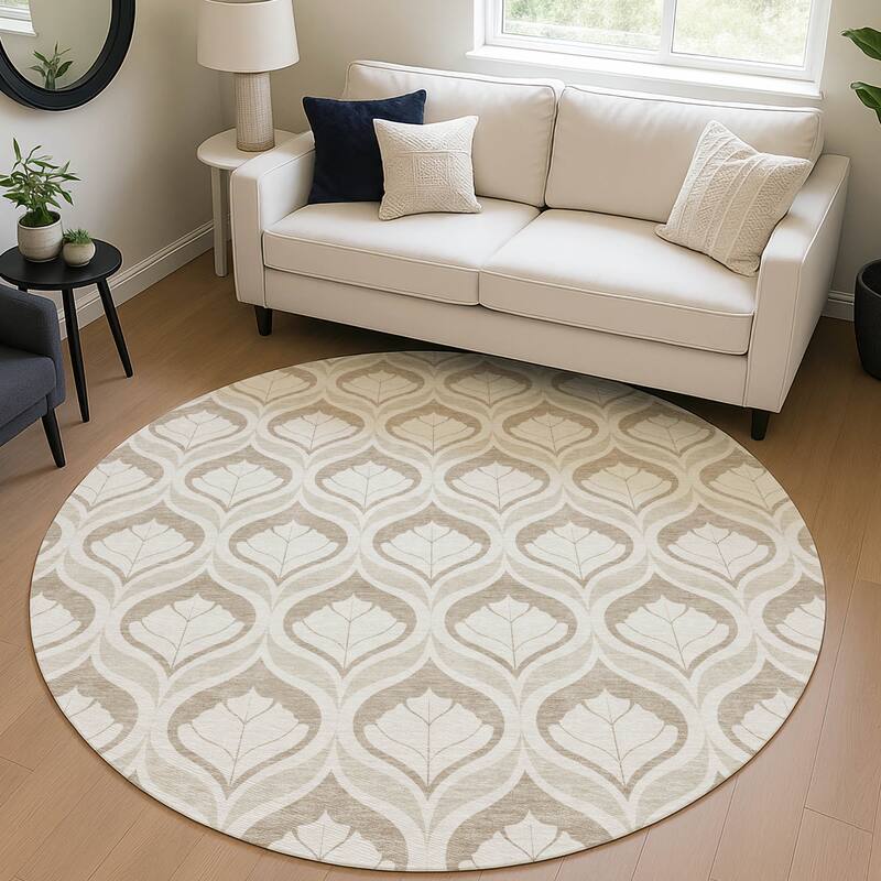 Machine Washable Indoor/ Outdoor Modern Trellis Chantille Rug