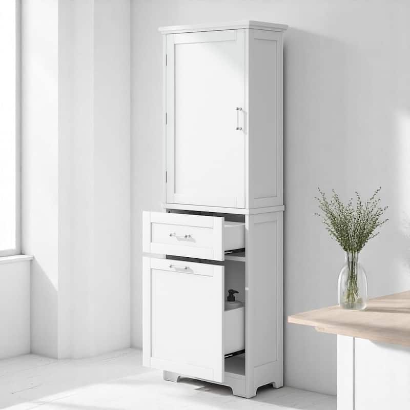 Freestanding Bathroom Cabinet with 2 Drawers, Adjustable Shelf & Door, Waterproof Painted MDF Storage Unit