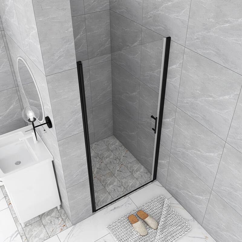 30/32/34/36 Inch Semi-Frameless Pivot Shower Door with Clear Tempered Glass