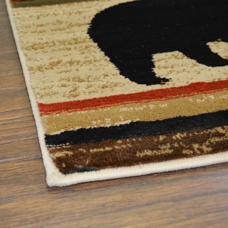 Rustic Lodge Cabin Appalachian Bear Multi Area Rug (7'10"x9'10") - 7'10"x9'10"
