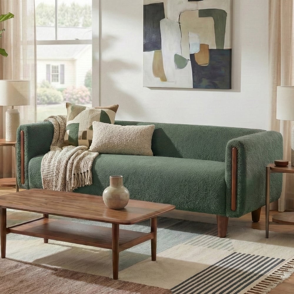 Christopher Knight Home - Soft Upholstered 78.7" 3-Seater Sofa with Rubberwood Legs