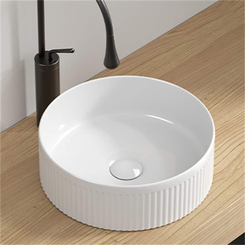 14" Round Bathroom Porcelain Ceramic Sinks Above Counter