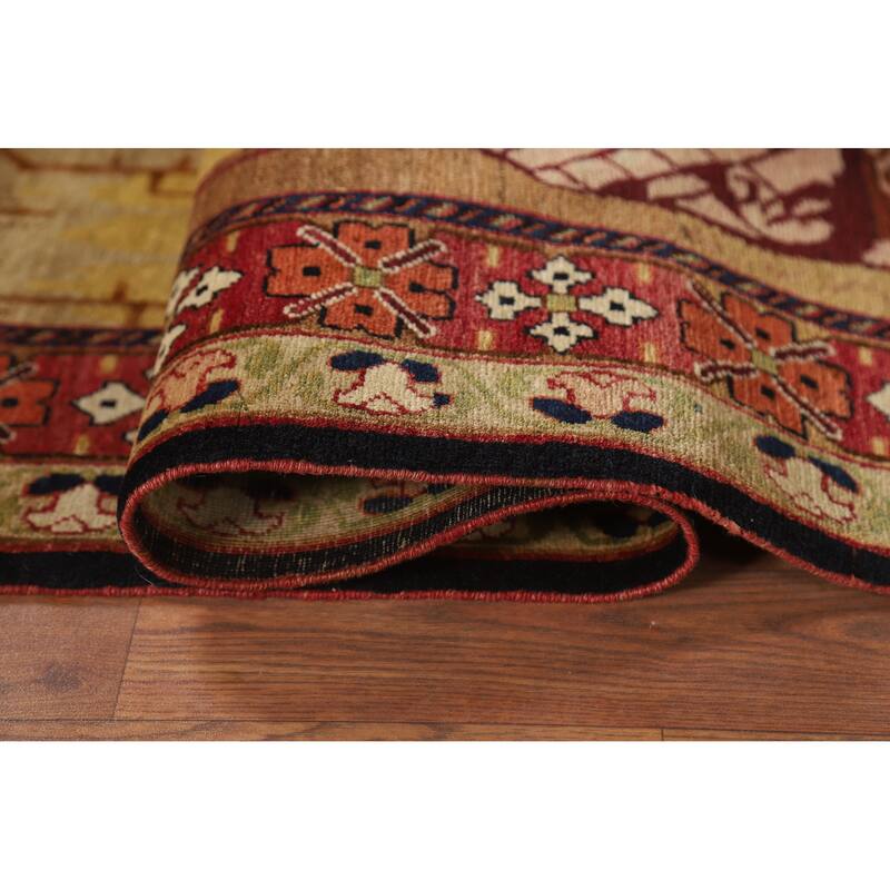 Vegetable Dye Karabagh Oriental Rug Hand-Knotted Wool Carpet - 4'2" x 5'11"