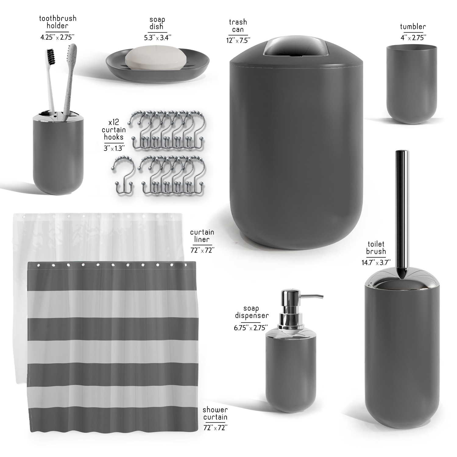 Clara Clark 20-Piece Complete Bathroom Accessories Set with Shower Curtain-image