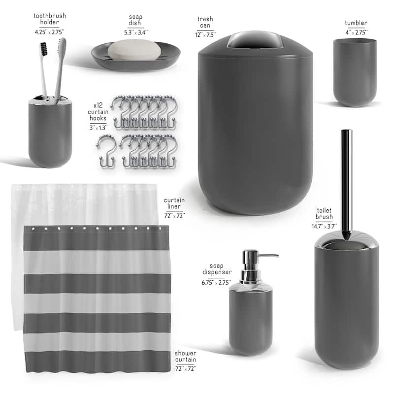 Clara Clark 20 Piece Complete Bathroom Accessories Kit with Shower Curtain Set
