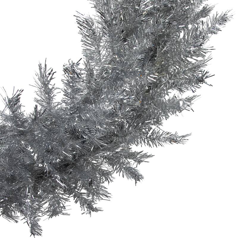 36" Silver Tinsel Artificial Christmas Wreath, Unlit