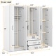 preview thumbnail 13 of 24, 6-Doors Wardrobe Armoire with 3 Drawer, Shelves and Hanging Rail