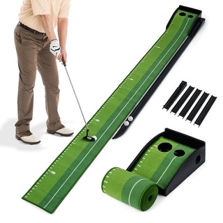 Gymax Putting Green Indoor w/Auto Ball Return 3 Putting Practice Balls