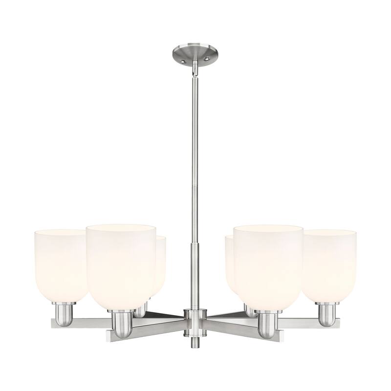 Innovations Lighting Endless Possibilities Arcadia - Bella - 6 Light 35" Stem Hung Chandelier - Satin Nickel/White