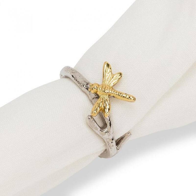 Dragonfly On Branch Napkin Ring - Single