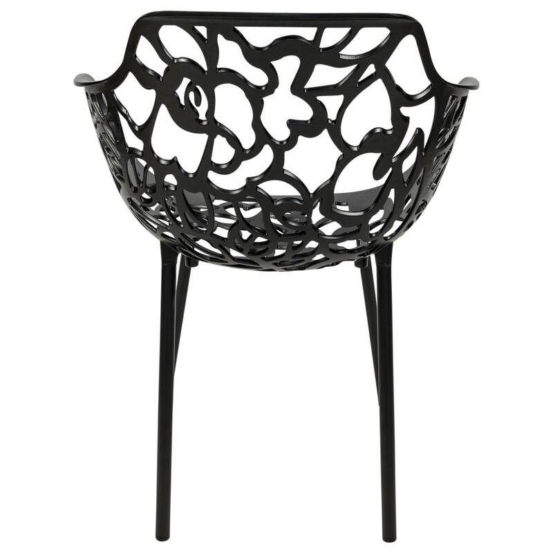 Devon Outdoor Aluminum Dining Chair with Floral Cutout, Stackable, Weather-Resistant, UV-Protected, Indoor/Patio Seating