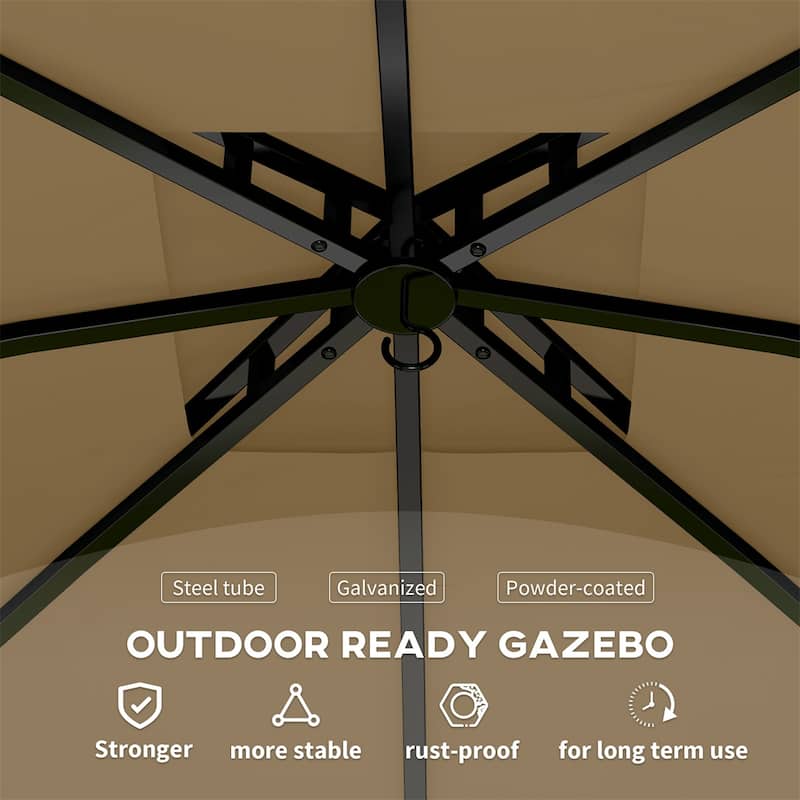 10x10 ft Color-Block Canopy Gazebo with Arched Top Drainage Holes and Translucent Windows - 131.9" L x 131.9" W x 112.2" H