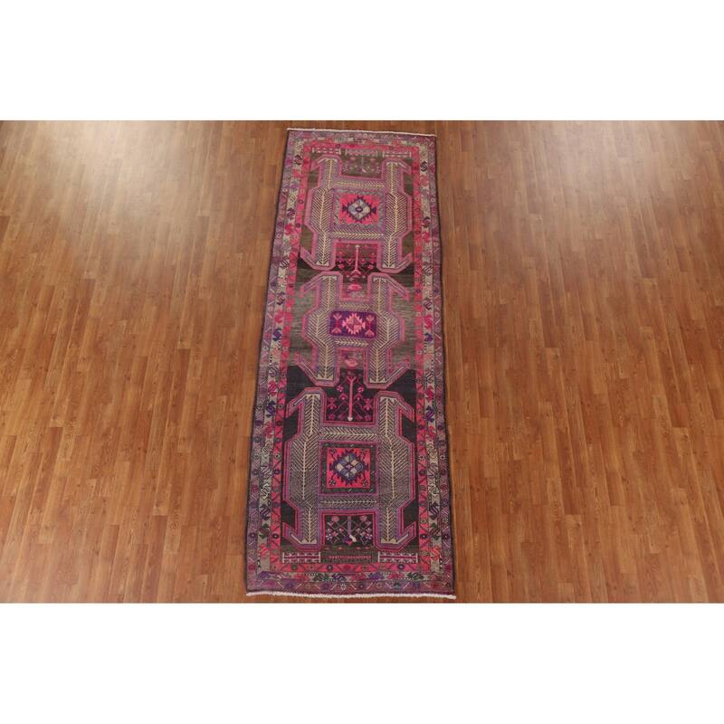 Meshkin Persian Antique Runner Rug Handmade Wool Carpet - 3'7" x 10'6"