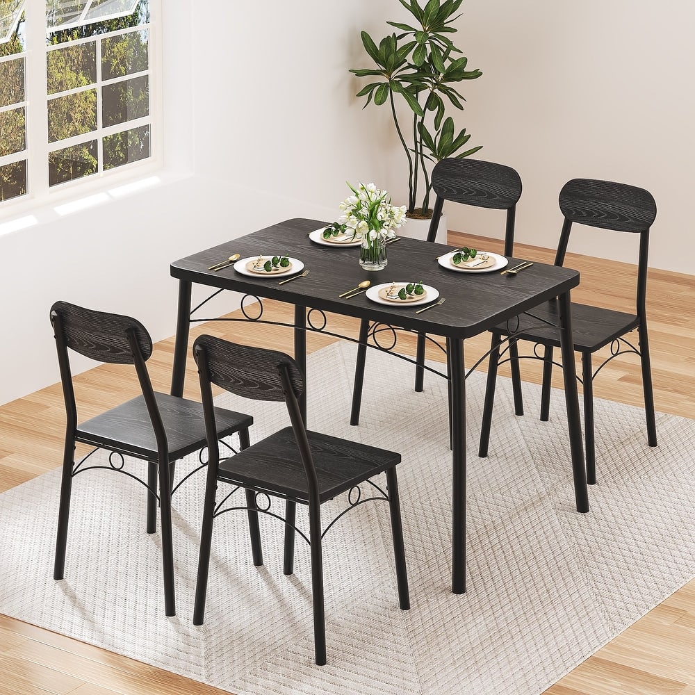 Javlergo 5 Piece Space-Saving Dining Table Set Kitchen Wood Table and Chairs for 4 Dining Room Sets