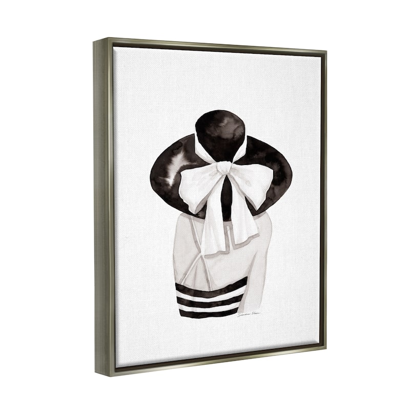 Stupell Summer Girl in Hat Framed Floater Canvas Wall Art Design by Simone Elum