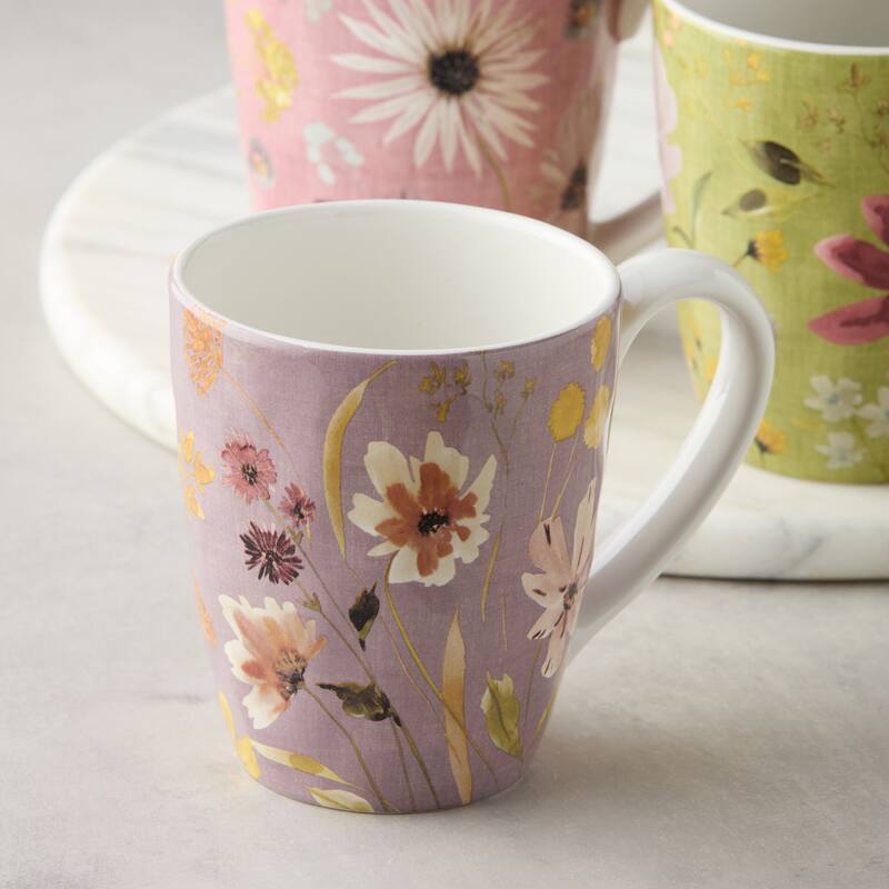 Certified International Wildflowers 16 oz. Mugs, Set of 4 Assorted Designs