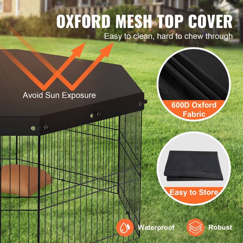 Foldable Dog Playpen 8 Panel Metal Fence for Small Medium Pets 24 Inch
