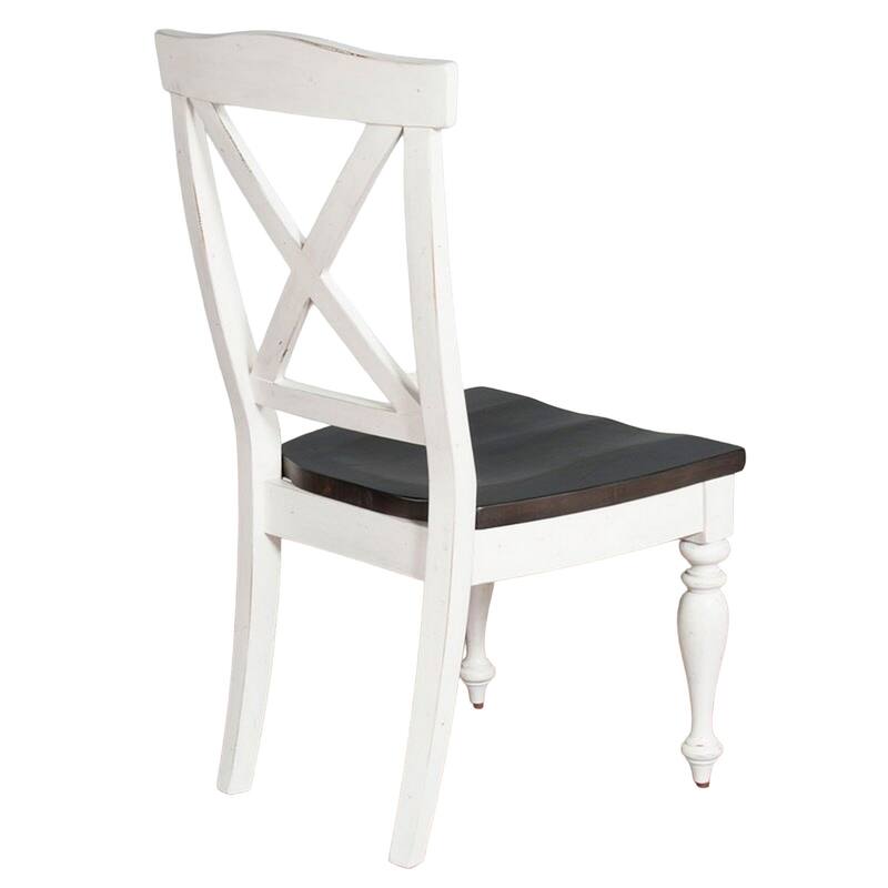 Orso Dining Side Chair Set of 2, Crossback, Brown Wood Seat, White