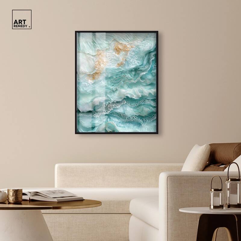 Teal Tiered Turbulence Shadowbox by Art Remedy