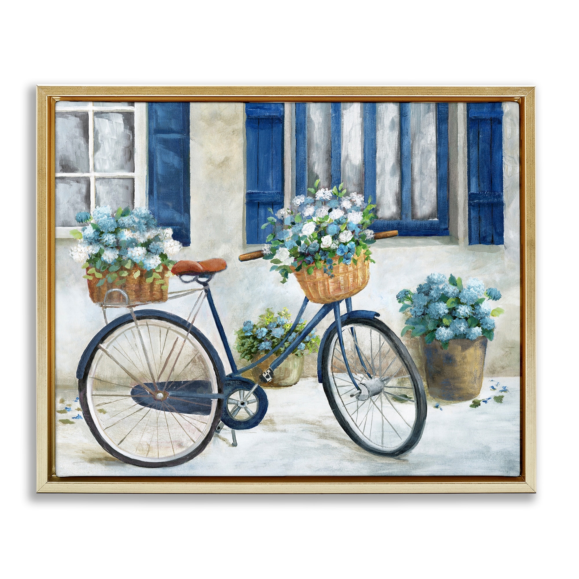 Stupell Bicycle & Cottage Windows Framed Floater Canvas Wall Art Design By Nan