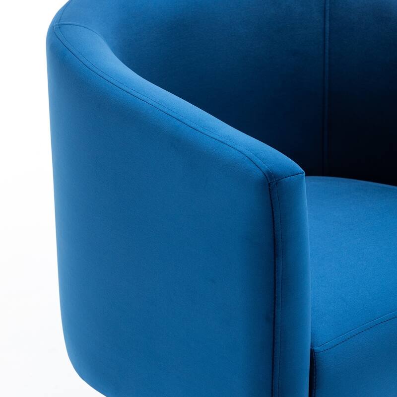 SEYNAR Modern Velvet Accent Chair, Upholstered Barrel Chair with Unique Solid Base for Living Room Soft Club Chair