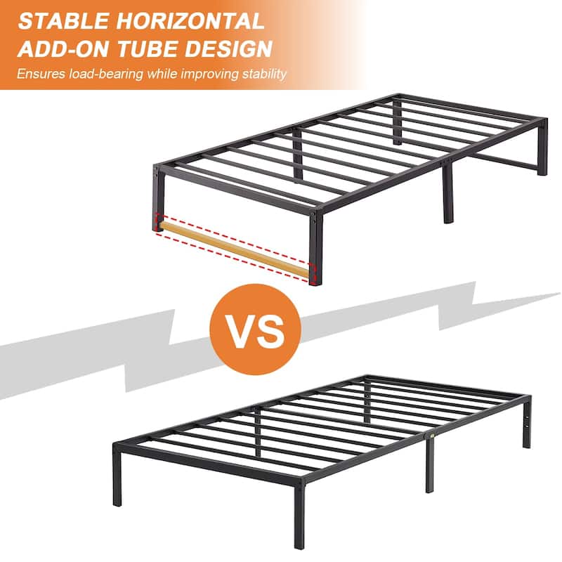 14.2-Inch Twin Size Metal Platform Bed Frame Heavy Sturdy Slat