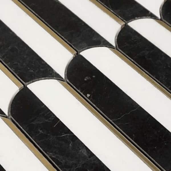slide 2 of 14, The Tile Life Mad Decade 12x12 Black Marble Floor and Wall Tile
