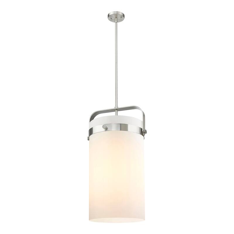 Innovations Lighting Pilaster - 4 Light 12" Stem Hung Pendant - Satin Nickel/Matte White