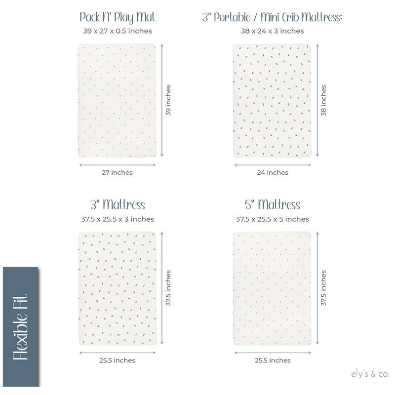 Ely's & Co. Waterproof Pack n Play - Mini Crib Sheet Set - 2 Pack - 38" x 24"