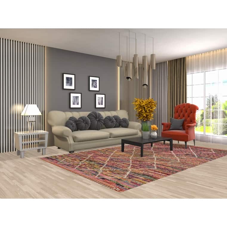 Trellis Plush Moroccan Oriental Area Rug Hand-Knotted Wool Carpet - 6'1" x 9'8"