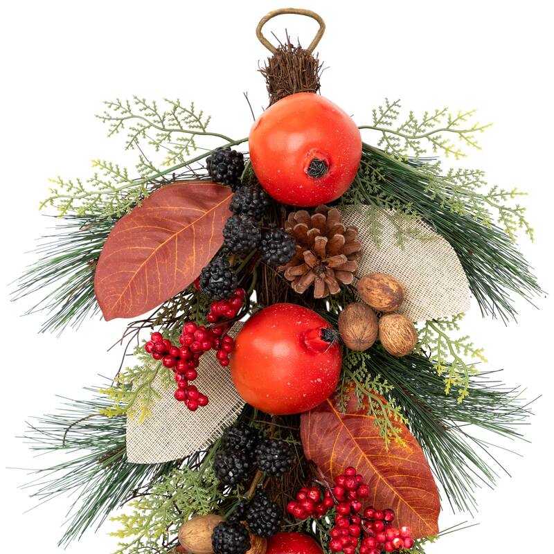 30" Fall Harvest Mixed Berry and Pomegranate Artificial Teardrop Swag - Unlit