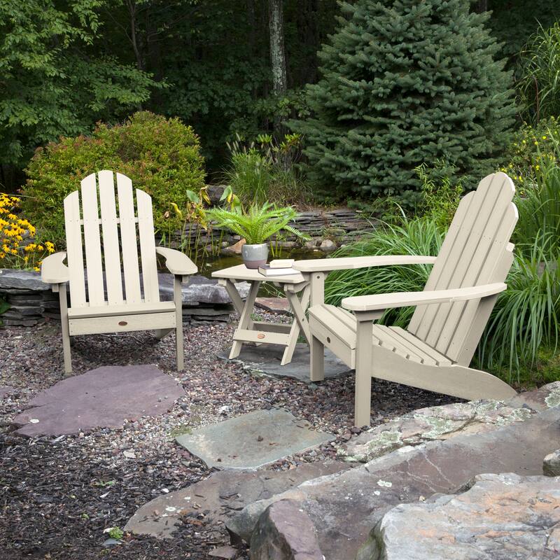 3 Piece Set Outdoor Adirondack Chairs and Folding Side Table