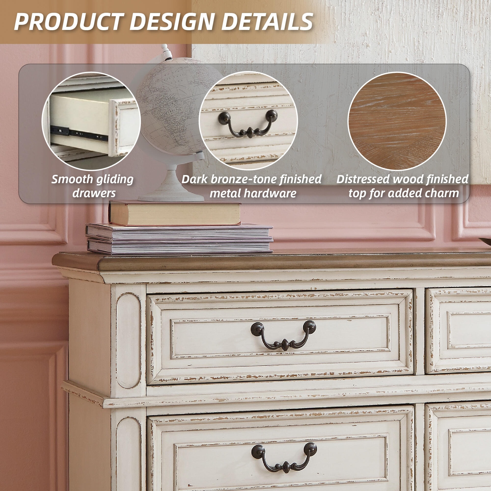 signature design by ashley realyn dresser Signature Design by Ashley Realyn Two-Tone 6 Drawer Dresser - Bed Bath &  Beyond