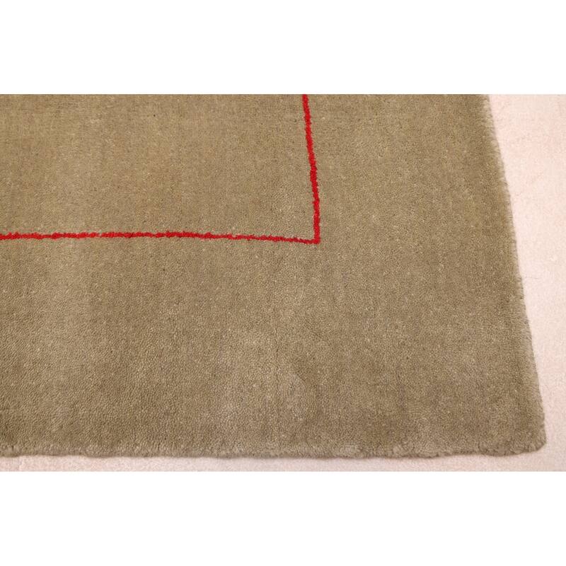 ECARPETGALLERY Hand Loomed Kashkuli Gabbeh Sage Wool Rug - 4'7 x 6'5