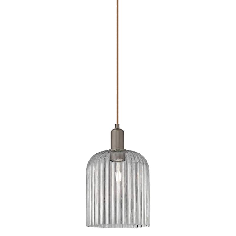 Innovations Lighting 716-1P-14-8 Bridal Veil Pendant Bridal Veil 8" - Oil Rubbed Bronze / Light Smoke