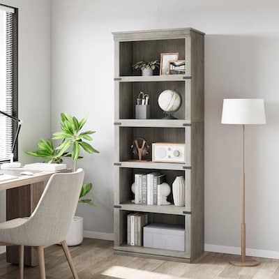 67.4" Tall Farmhouse 5-Tier Bookcase for Home Office