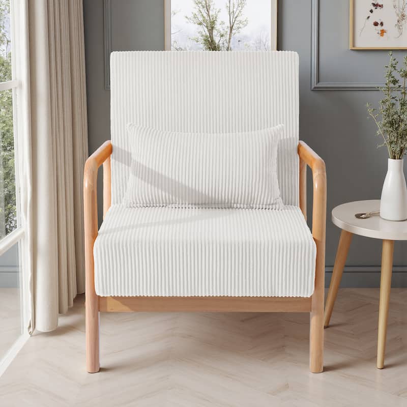 Uixe Modern Solid Wood Upholstered Corduroy Accent Chair - Single
