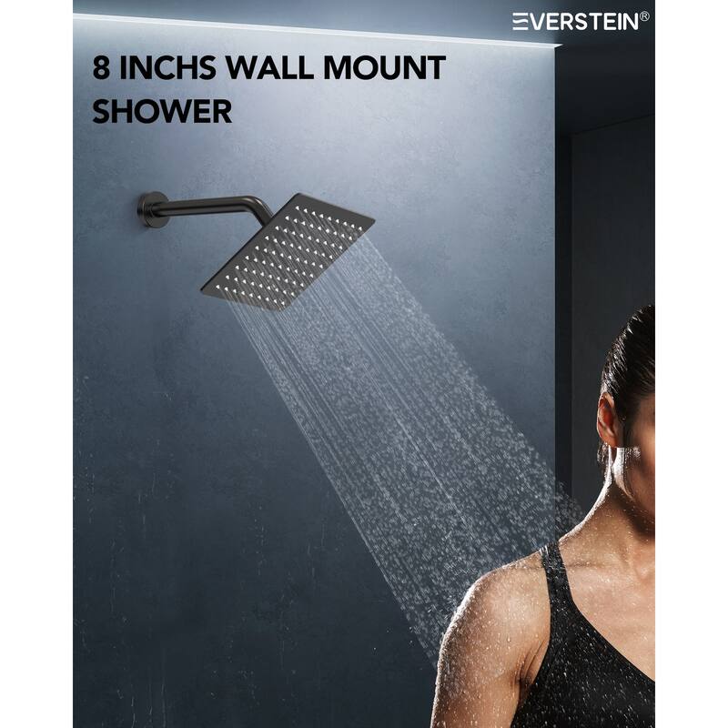 Dual Shower Heads System with 3 Spray Modes 22"*15" Ceiling and 6" Wall Mount Body Jets Handheld Spray LED Music