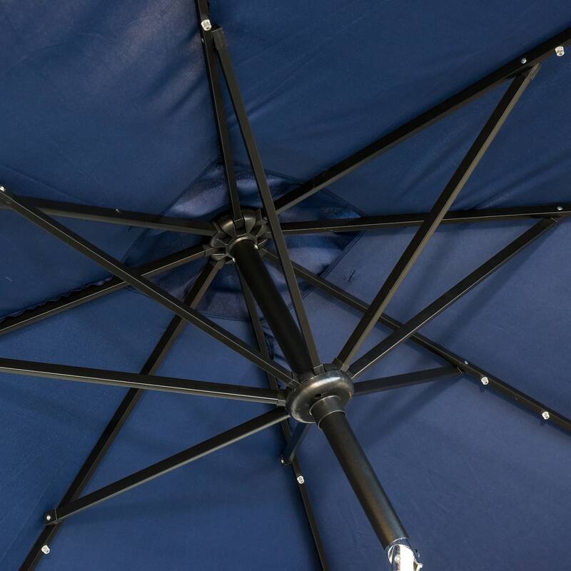 Outsunny 9-ft x 7-ft Square LED Patio Umbrella with Lights for Outdoors, Solar Umbrella