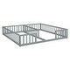 preview thumbnail 39 of 45, Twin Size Kids Bed Frame, Double Twin Floor Bed with Fence Guardrails