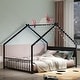 preview thumbnail 28 of 34, Twin Size Kids' House Bed Frame with Canopy, Built-In Multi-Color LED Lights, Sturdy Metal Slats, Low-Profile Design